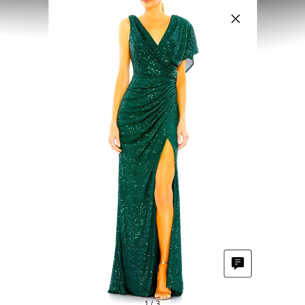 Sequin Asymmetrical Draped Trumpet Gown